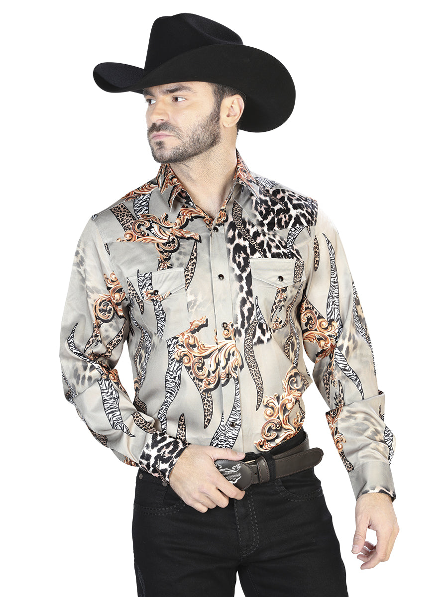 Taupe Casual Long Sleeve Shirt 44102