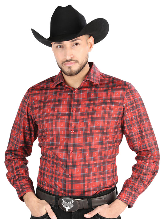 El General - Casual Long Sleeve Shirt - Red/Black 44705