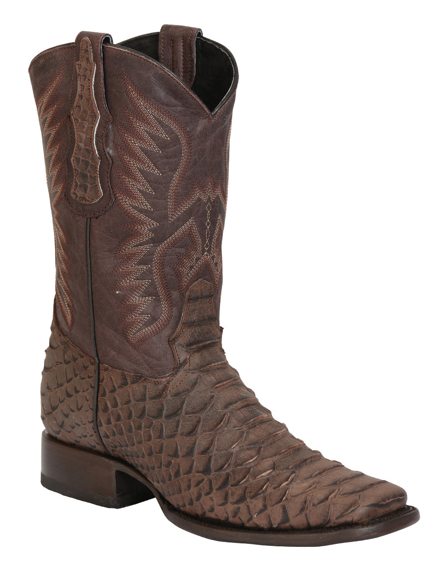 El General Men’s Python Imitation Rodeo Boots - Brown 45527