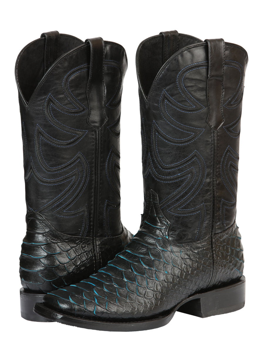 El General Men’s Rodeo Boot Imitation Python - Black/Blue 45564