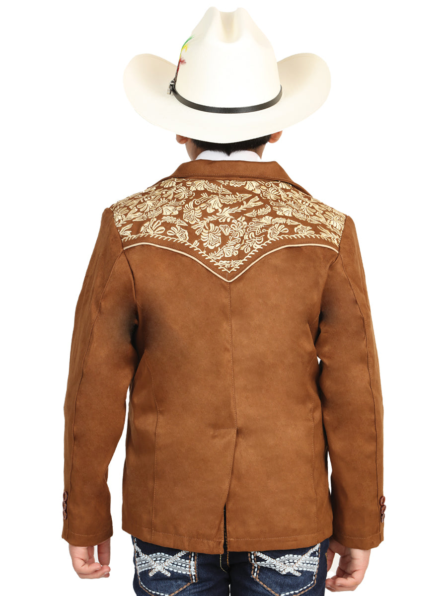 El General Kids’ Suede Western Embroidered Blazer - Tan 45658